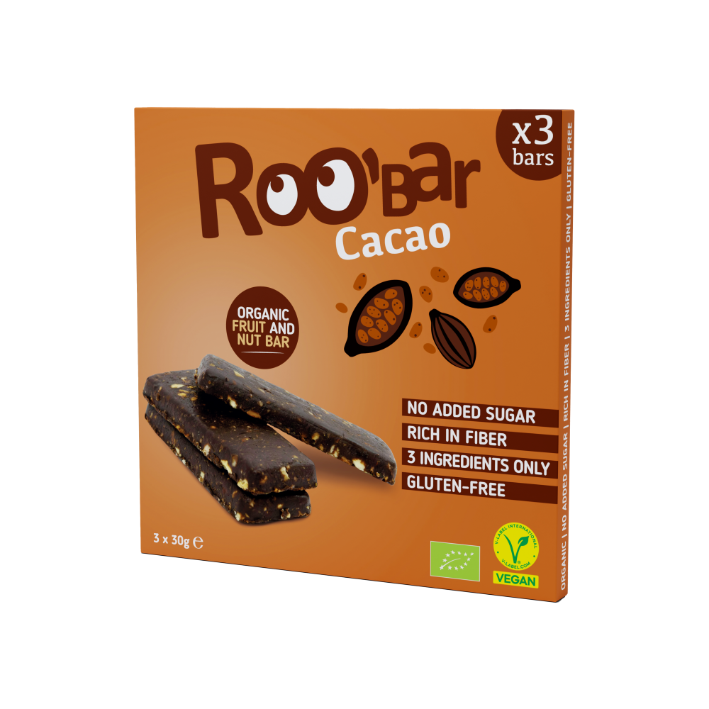 Roobar baton owocowy kakao bez cukru 3x30g BIO